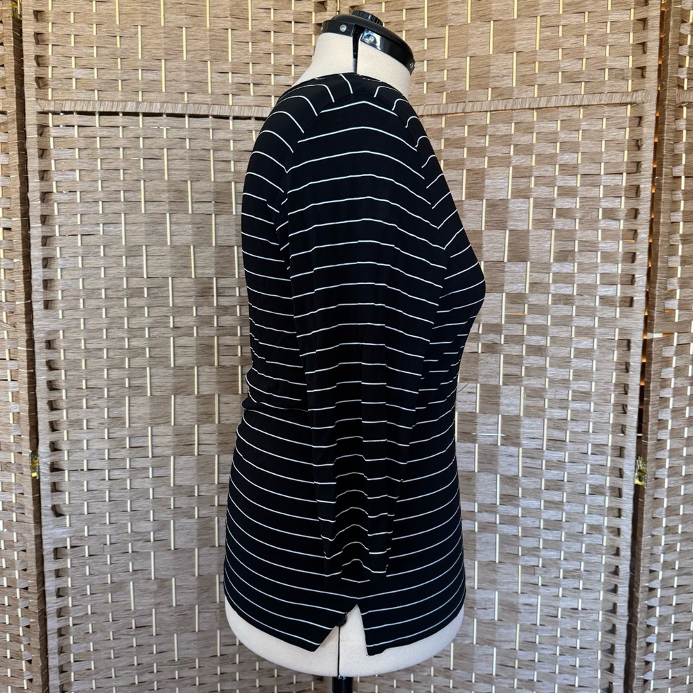 Liz Claiborne Liz & Co black & white stripe top XL - Picture 4 of 9